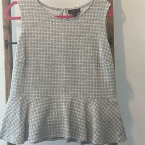 Gray and white peplum top